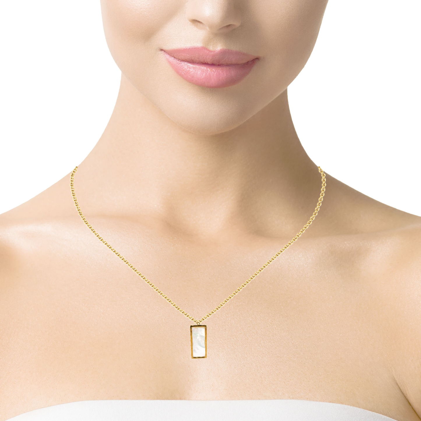 Elegant 10k Gold Pendant with Mother of Pearl