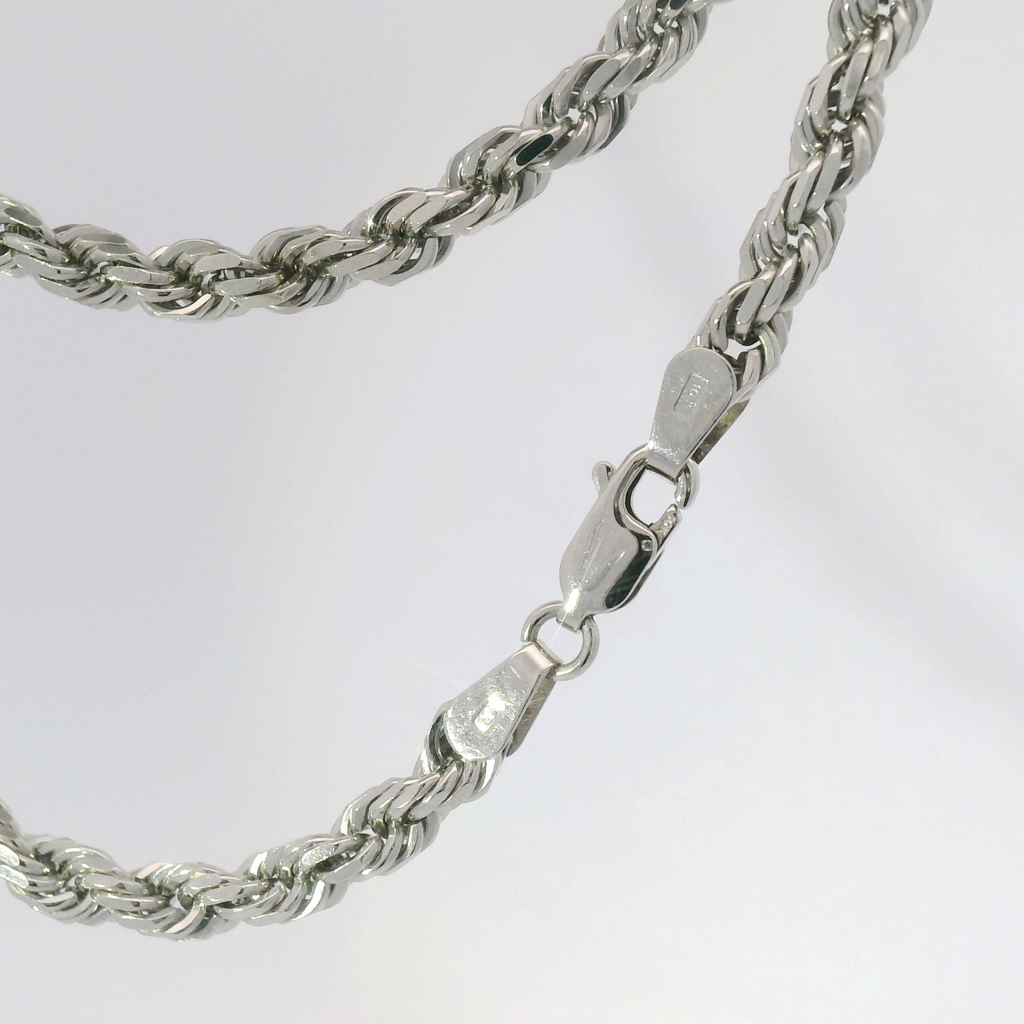 10k White Gold 4mm Solid Rope Chain