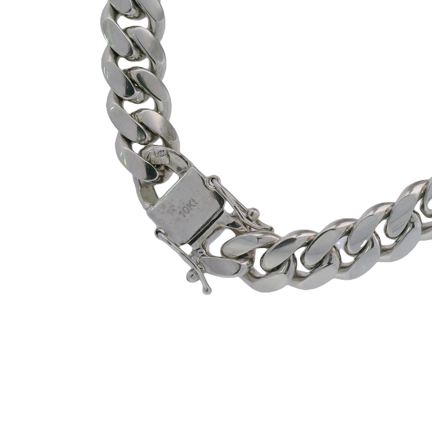 10k White Gold 10.5mm Cuban Chain
