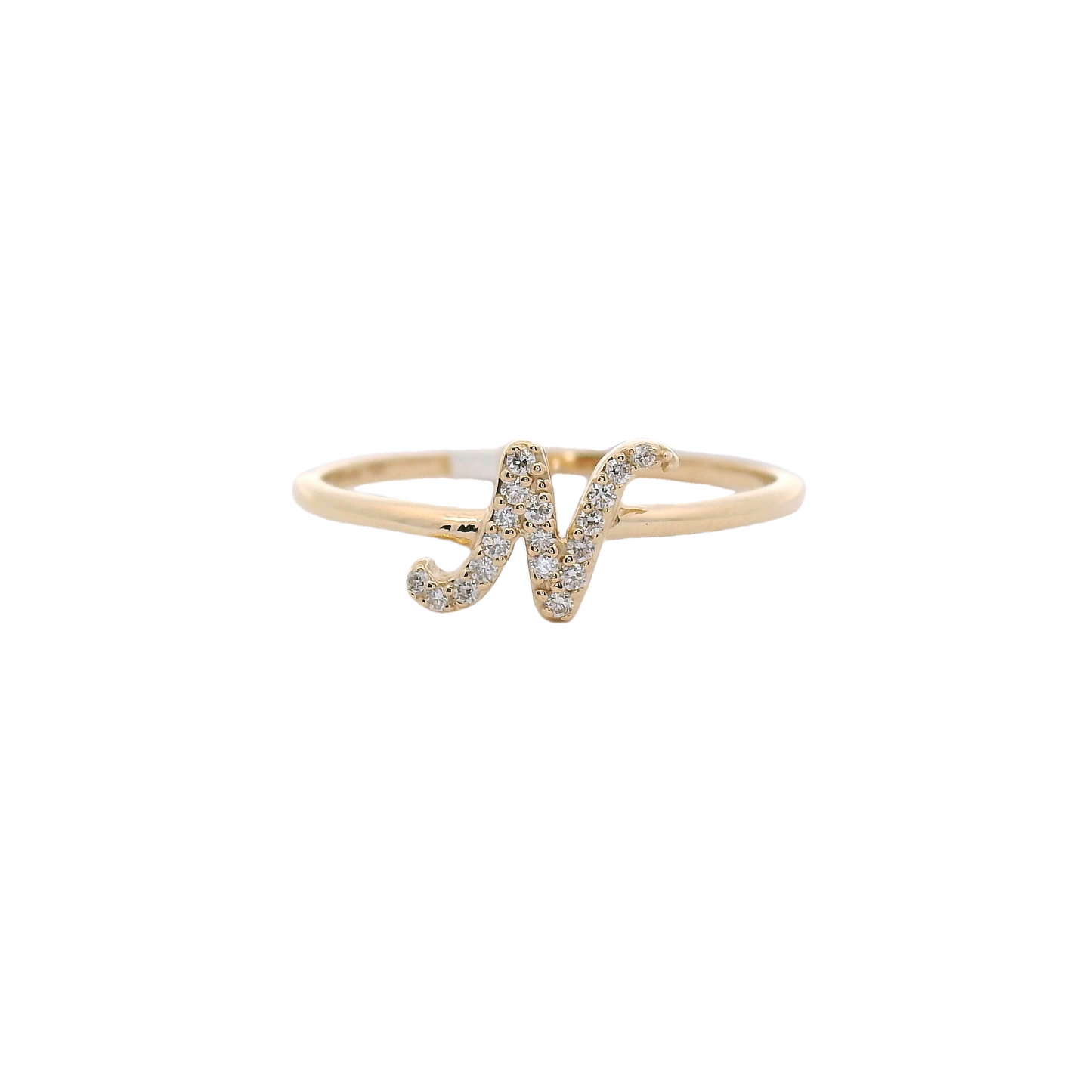 10k Gold and Diamond initial Script "N”