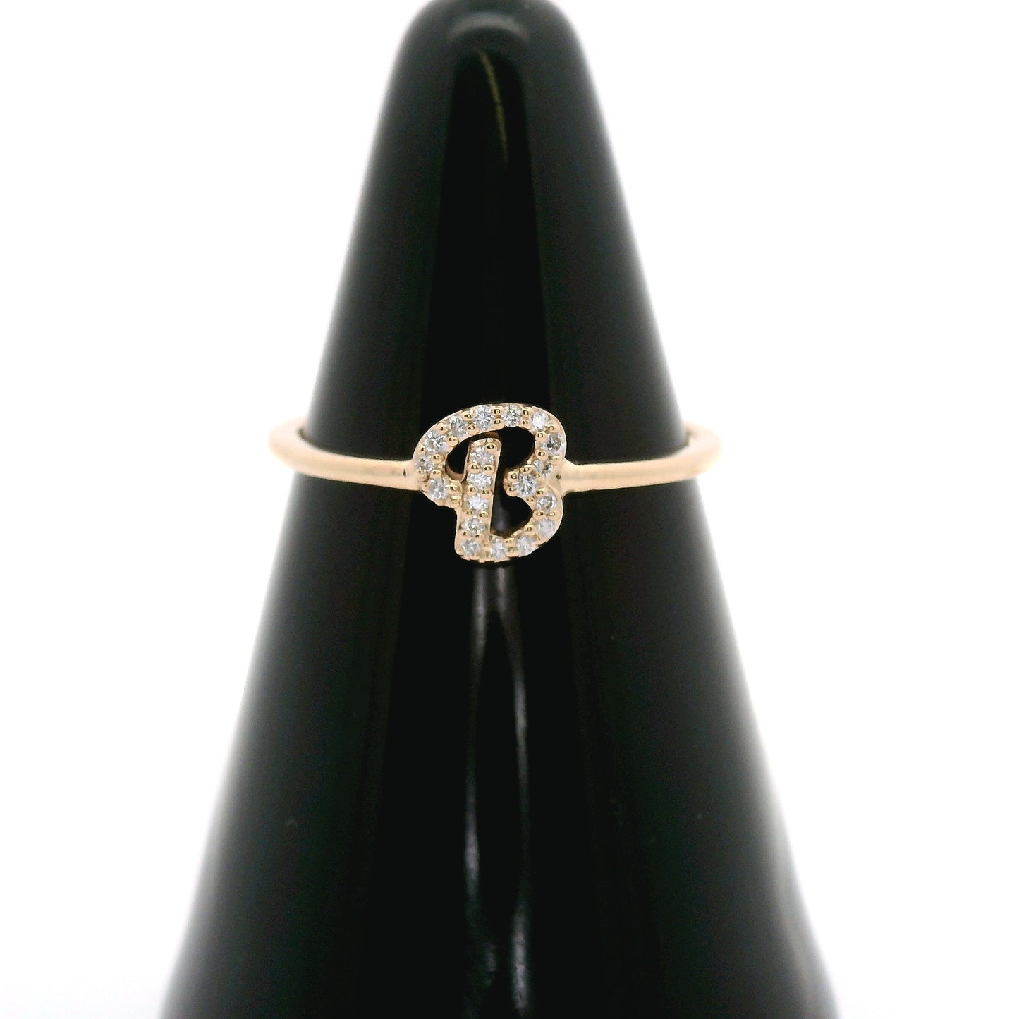 10k Gold and Diamond initial Script "B”