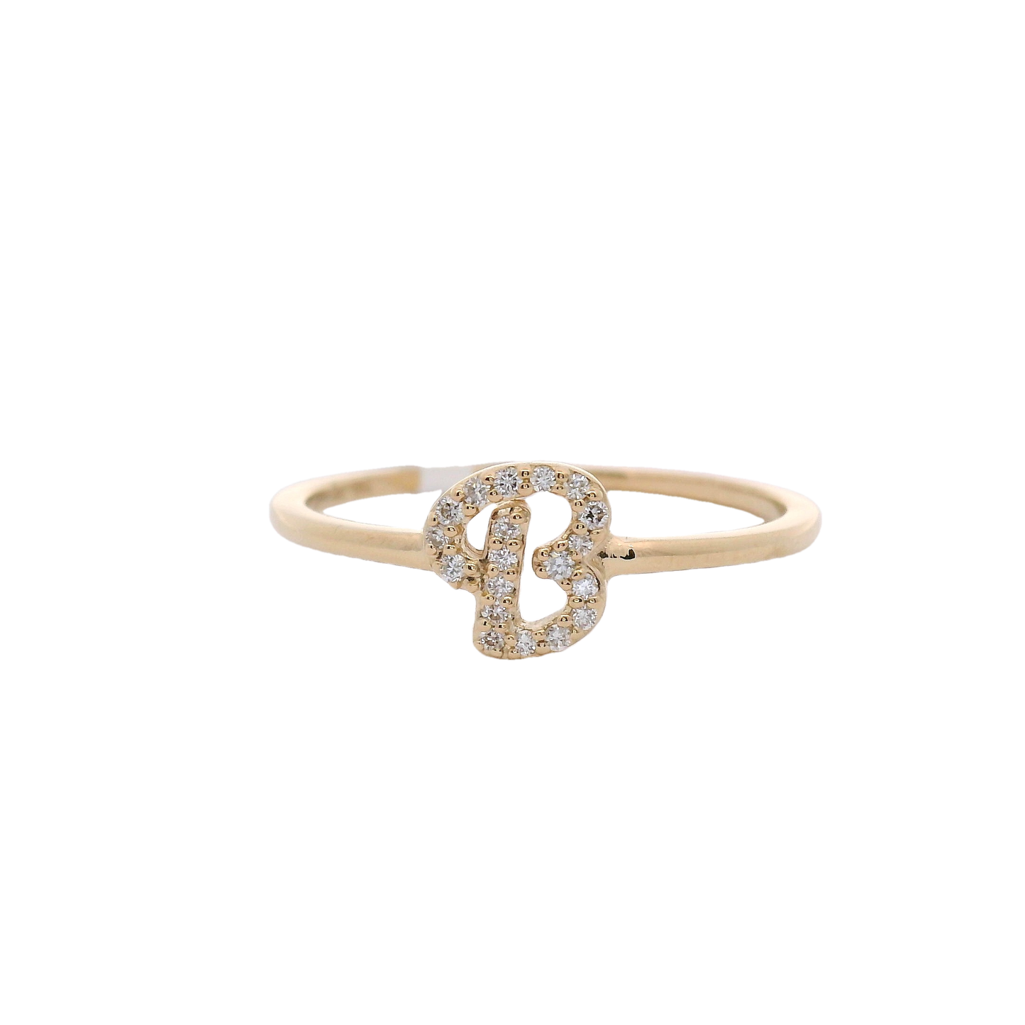 10k Gold and Diamond initial Script "B”