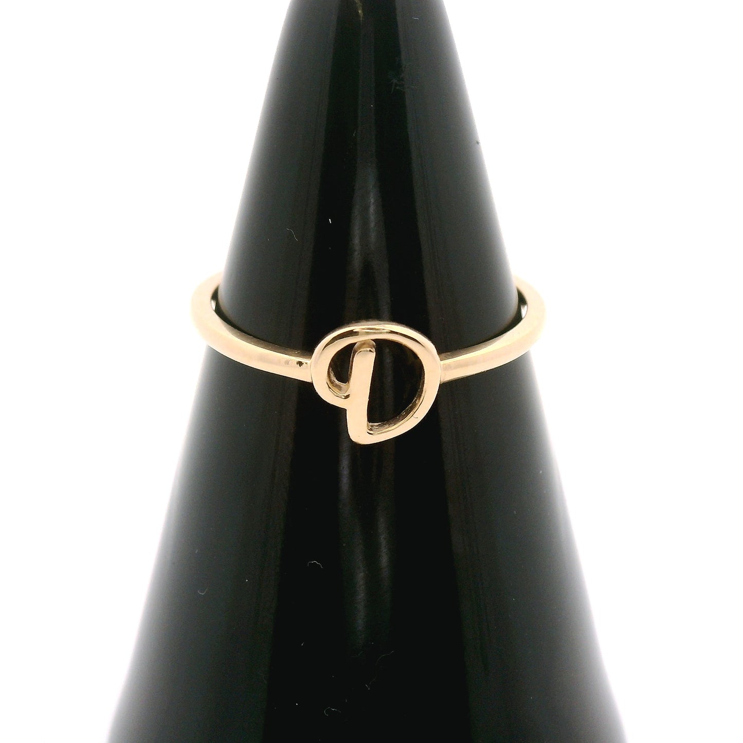 10k yellow gold script "D" ring