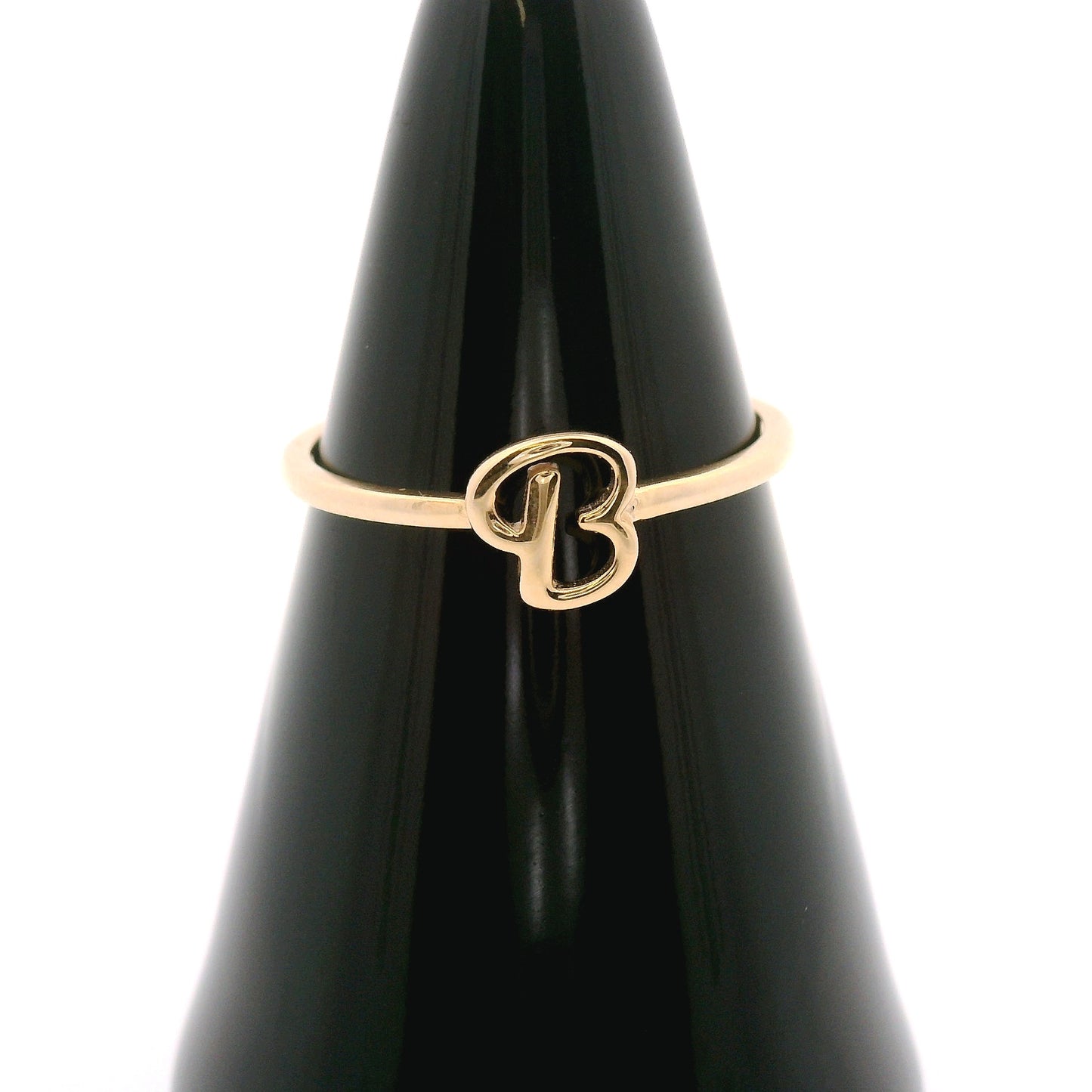 10k yellow gold script "B" ring.