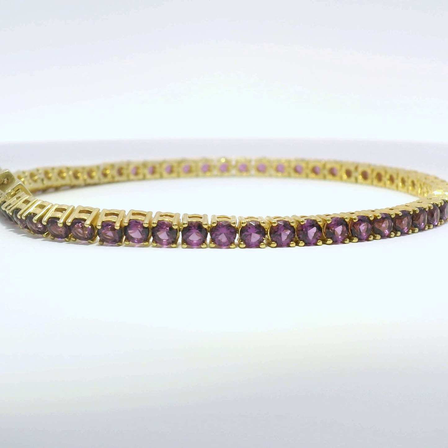 925 Amethyst (Lab) Gold Plated Tennis Bracelet-FEBRUARY