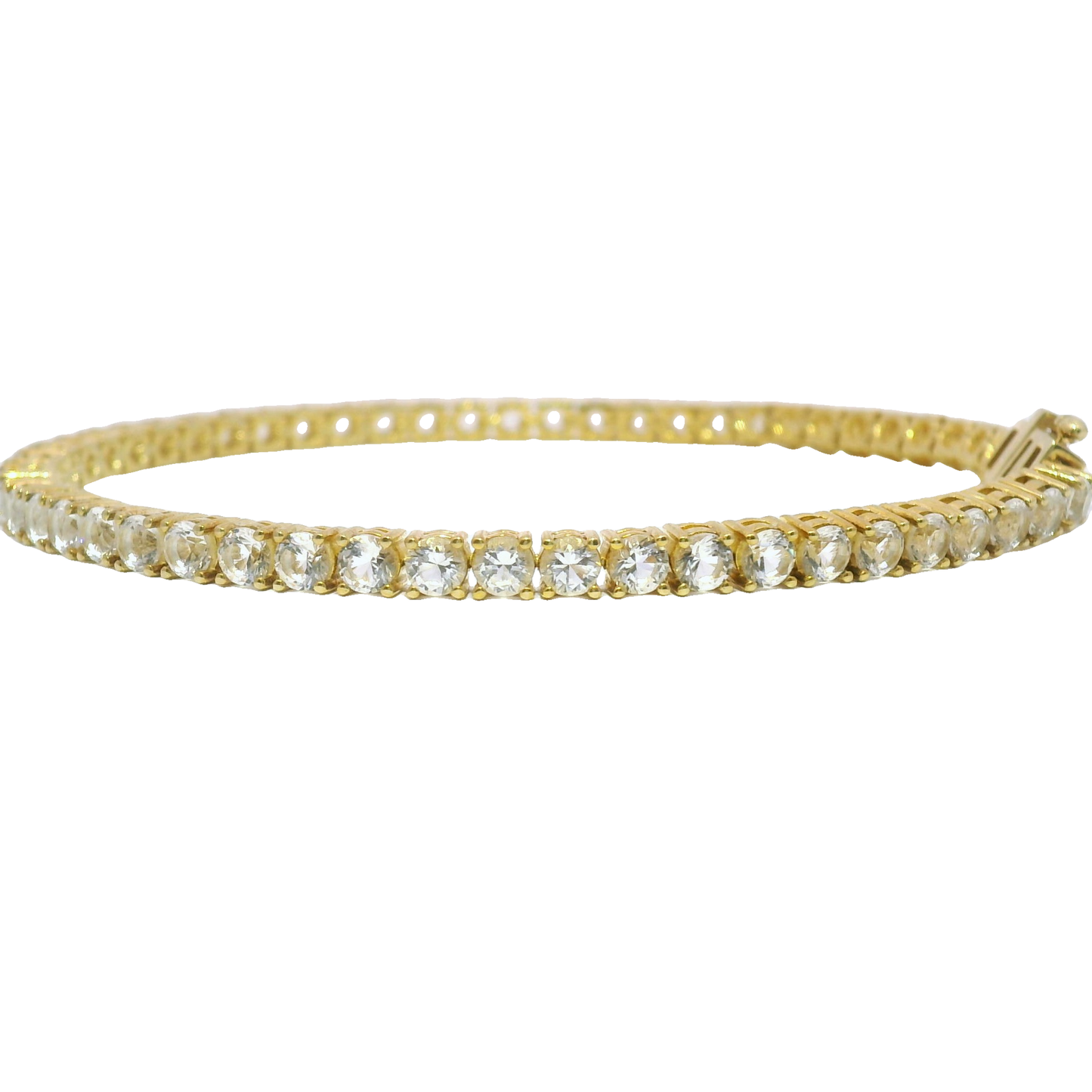 925 White Sapphires (Lab) Gold Plated Tennis Bracelet-APRIL