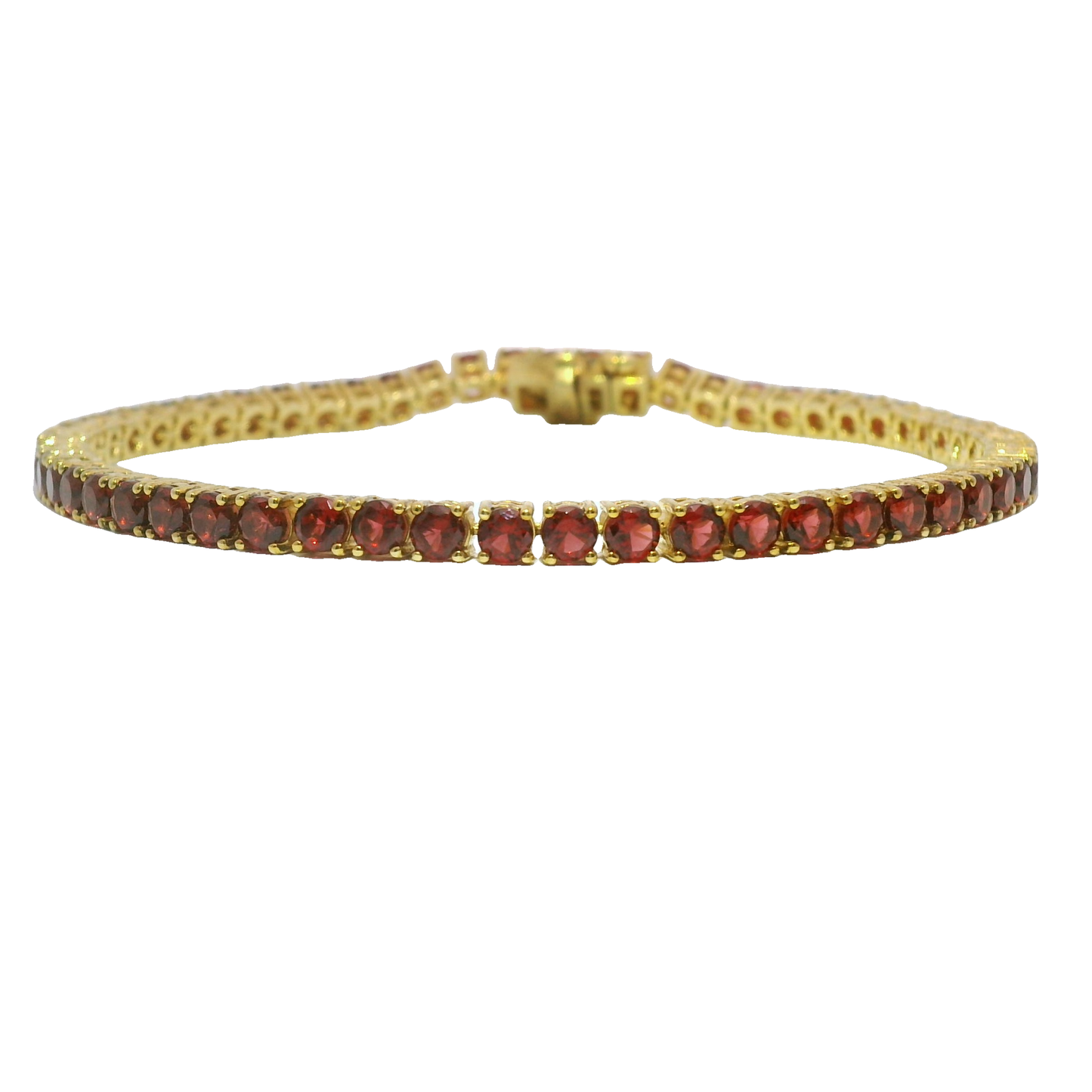 925 Garnet (Lab) Gold Plated Tennis Bracelet-JANUARY