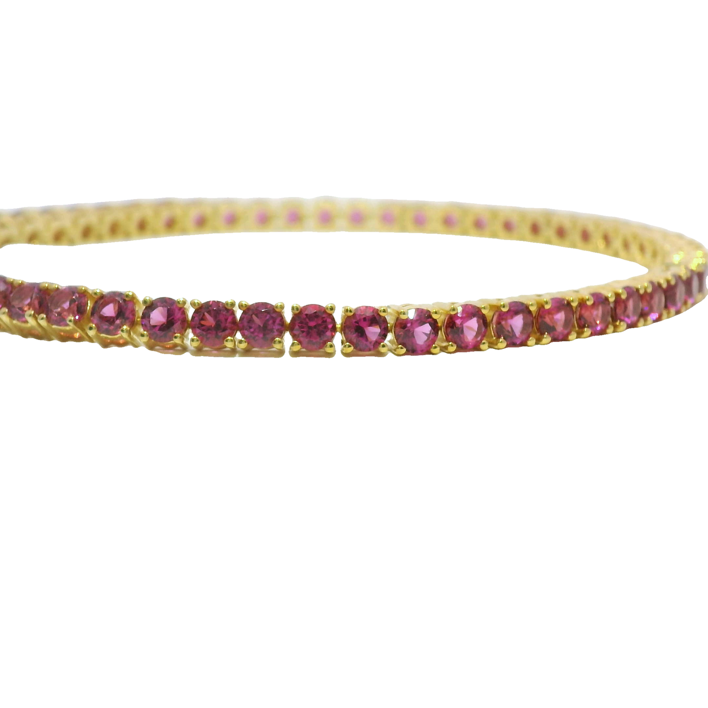 925 Ruby (Lab) Gold Plated Tennis Bracelet-JULY