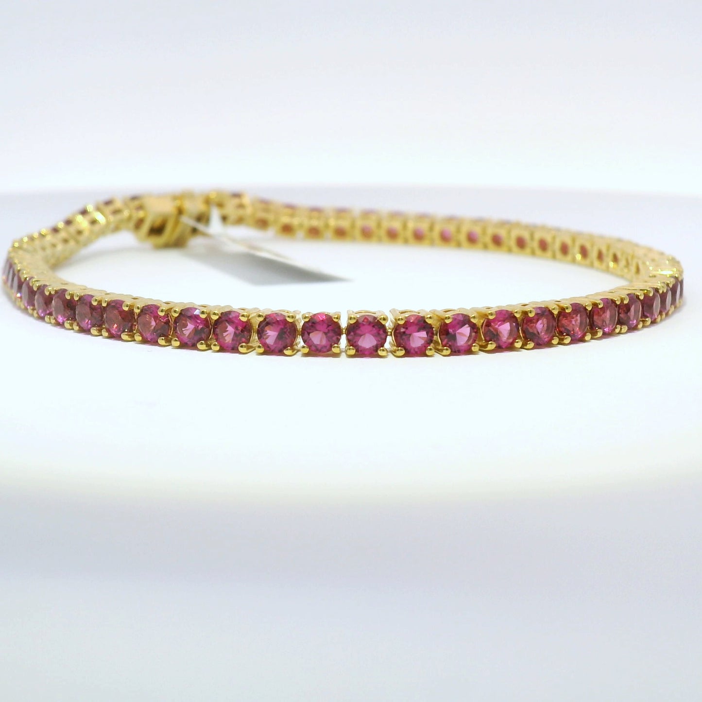 925 Ruby (Lab) Gold Plated Tennis Bracelet-JULY