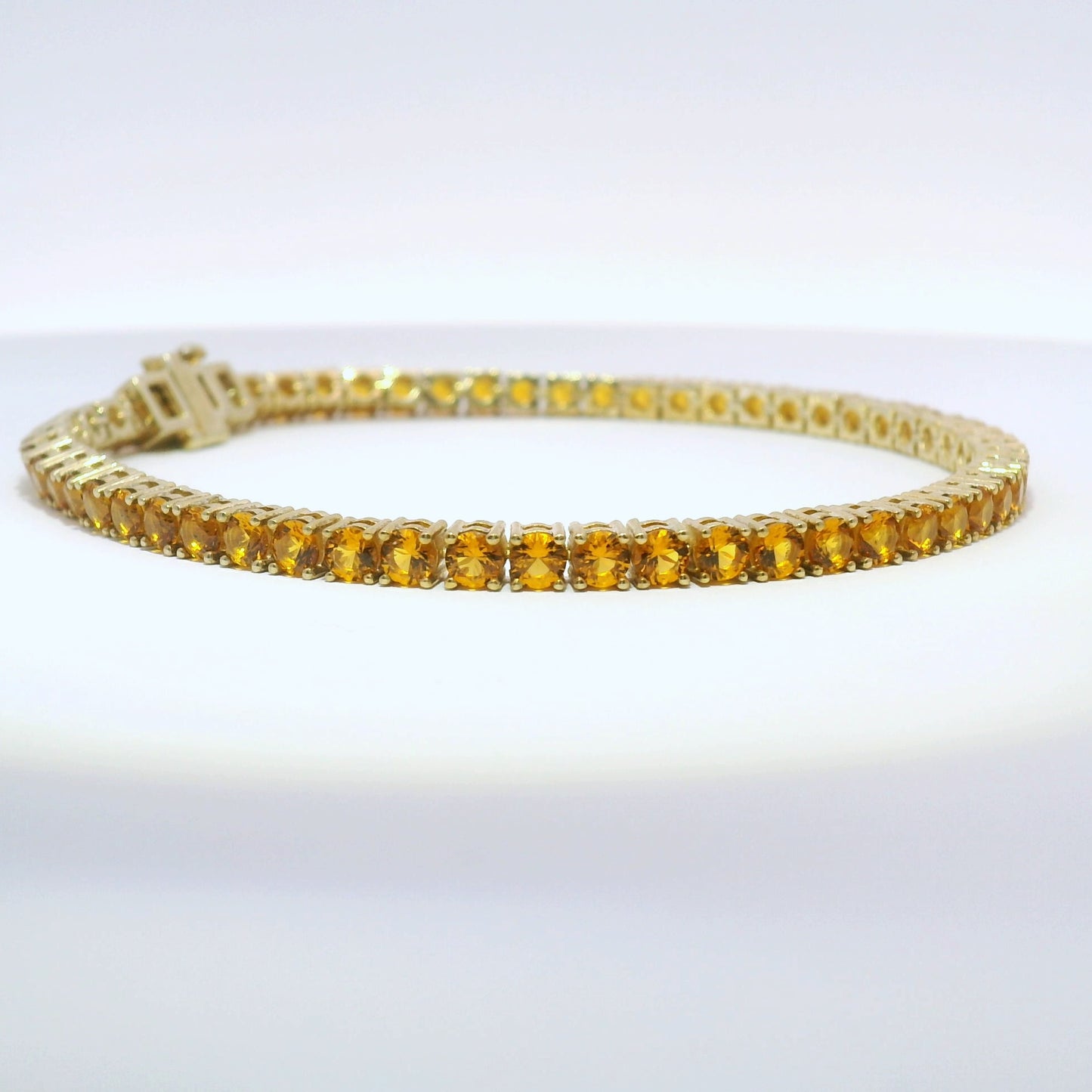 925 Citrine (Lab) Gold Plated Tennis Bracelet-NOVEMBER
