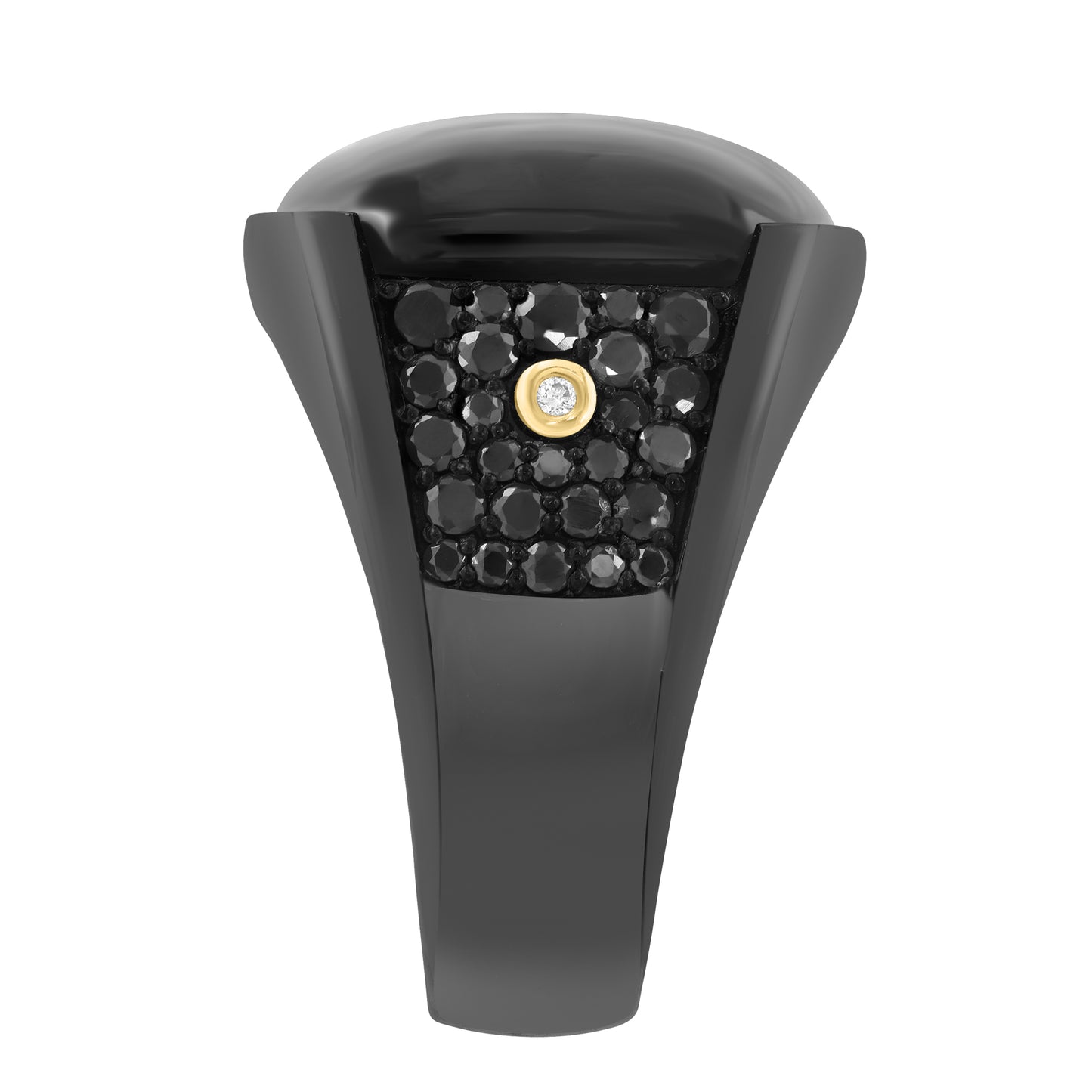 EFFY 925 STERLING SILVER/18K YELLOW GOLD DIAMOND (0.02 CTW), ONYX BLACK SPINEL RING