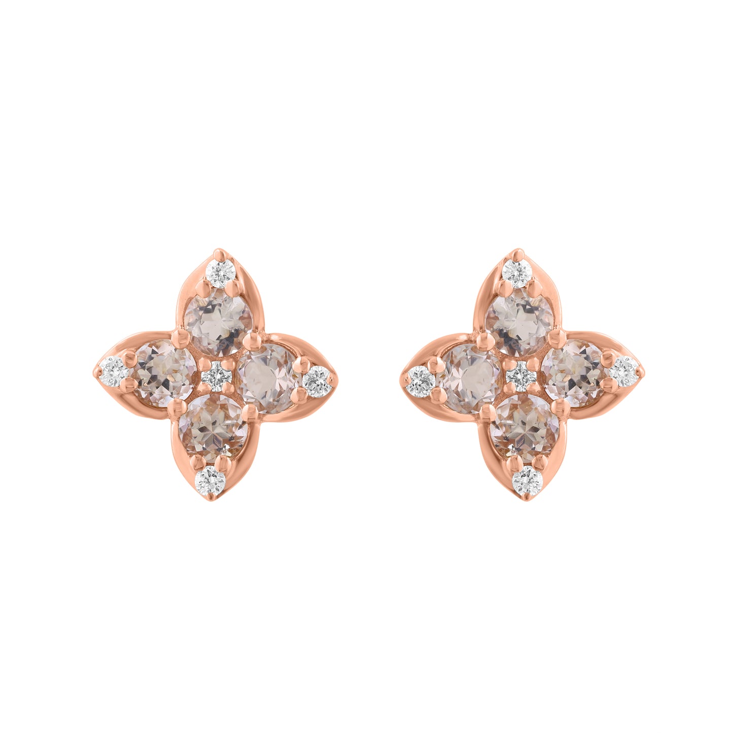 EFFY 14K ROSE GOLD DIAMOND (0.10 CTW) MORGANITE EARRINGS