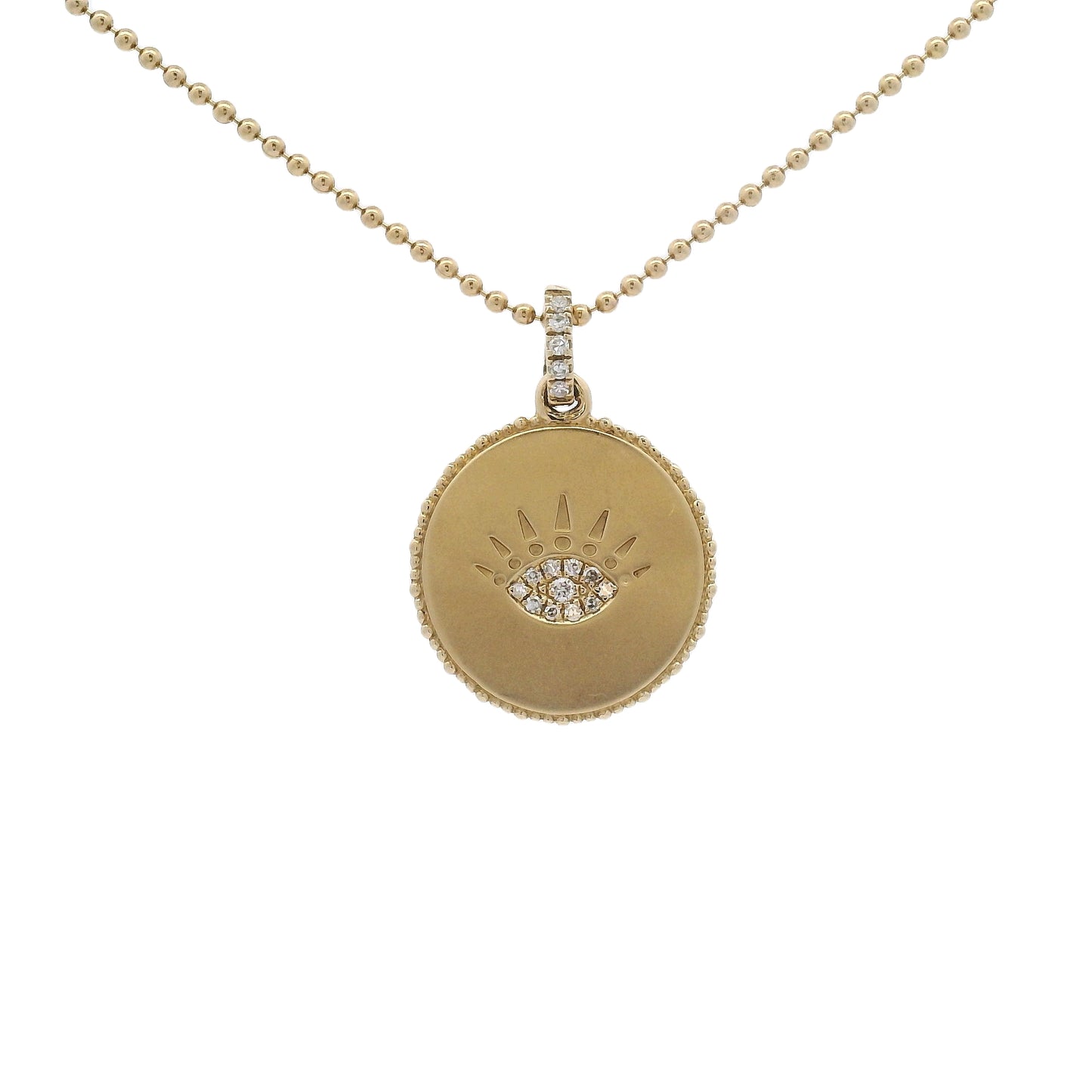 Elegant 14k Gold & Diamond Eye Pendant