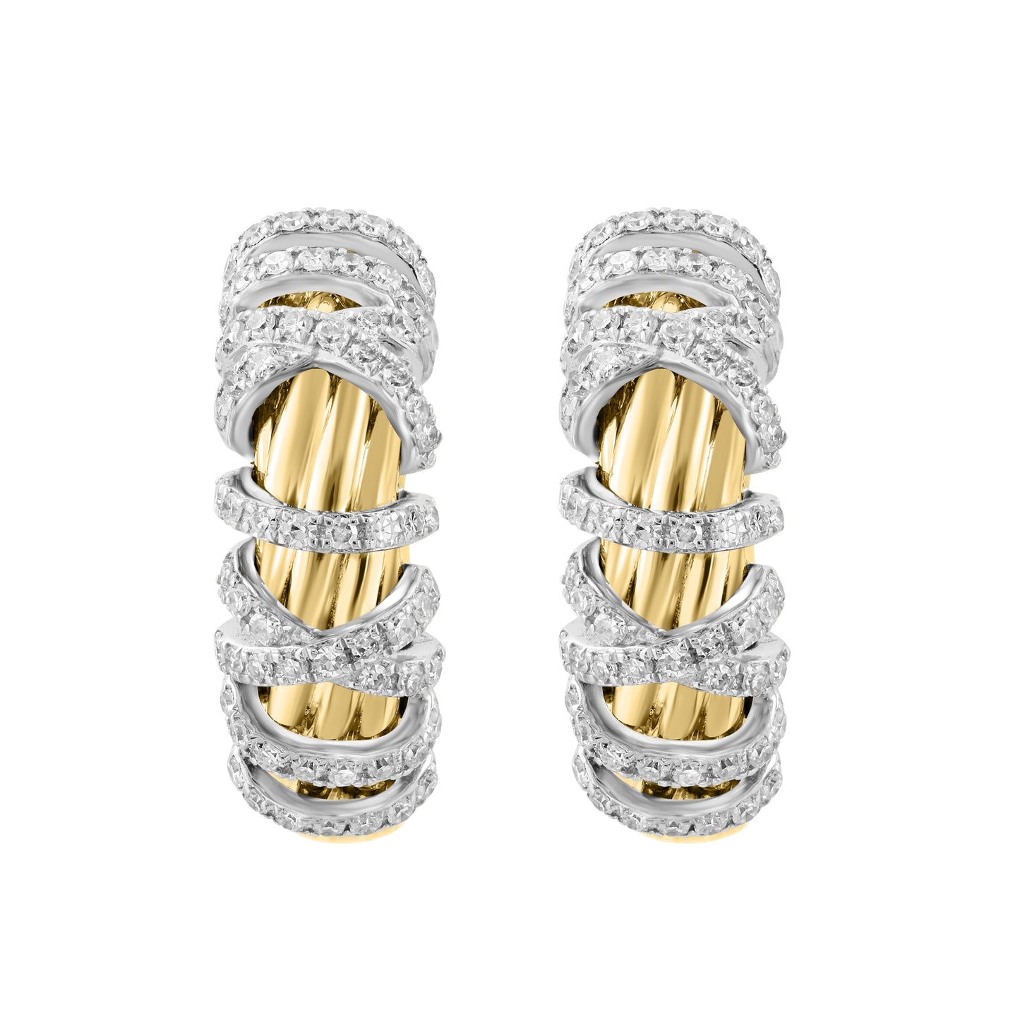 EFFY 14K WHITE & YELLOW GOLD DIAMOND EARRINGS (0.53 CTW)