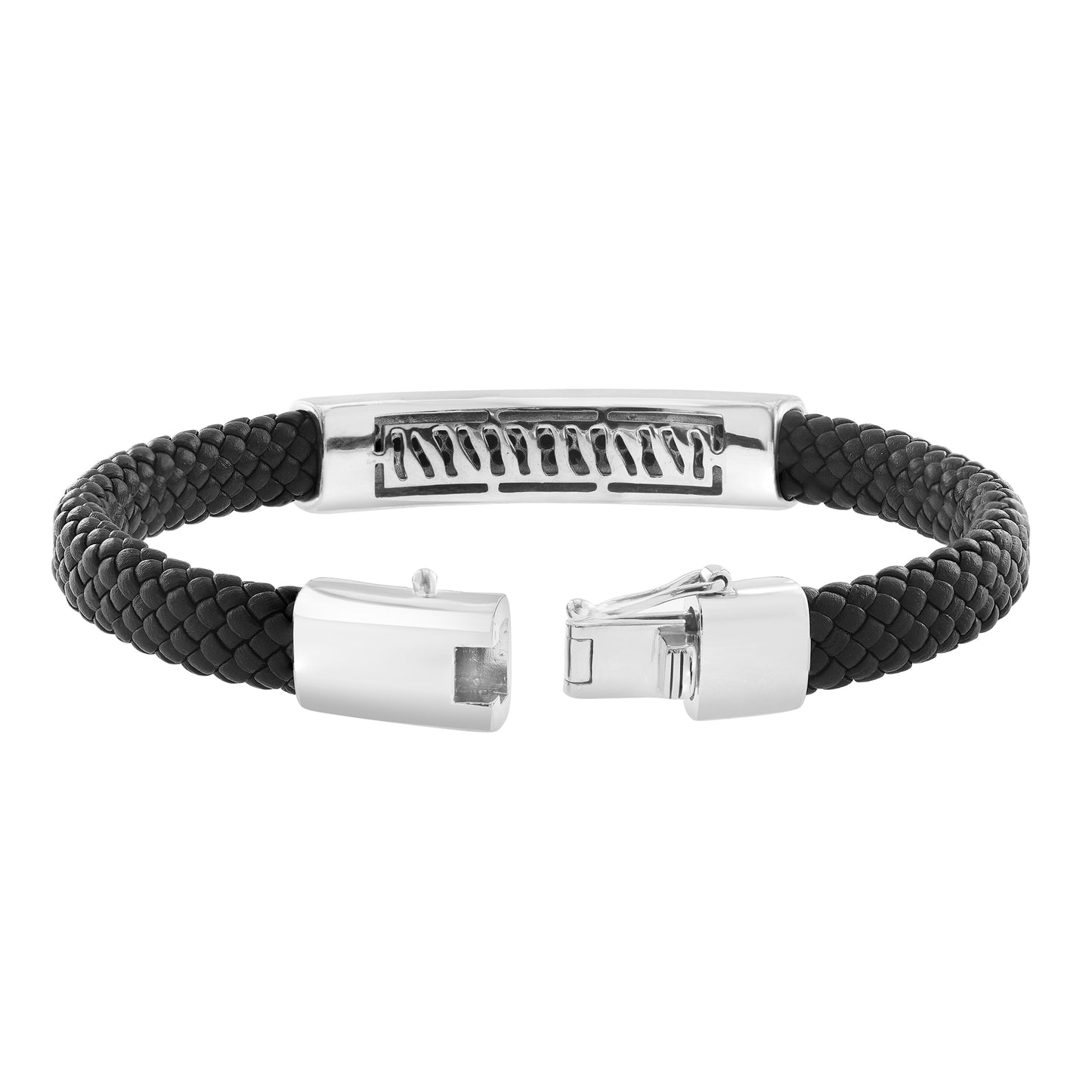 EFFY 925 STERLING SILVER/LEATHER, BLACK SPINEL BRACELET