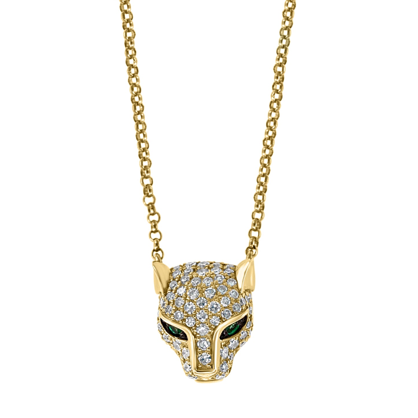 EFFY 14K YELLOW GOLD DIAMOND (0.29 CTW) & NATURAL EMERALD JAGUAR NECKLACE