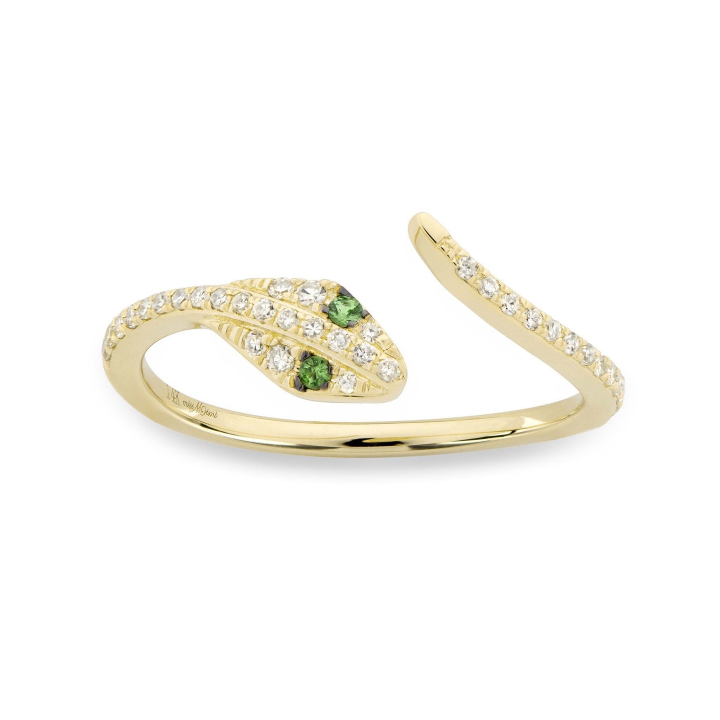 14k Yellow Gold Diamond Snake Pinky ring