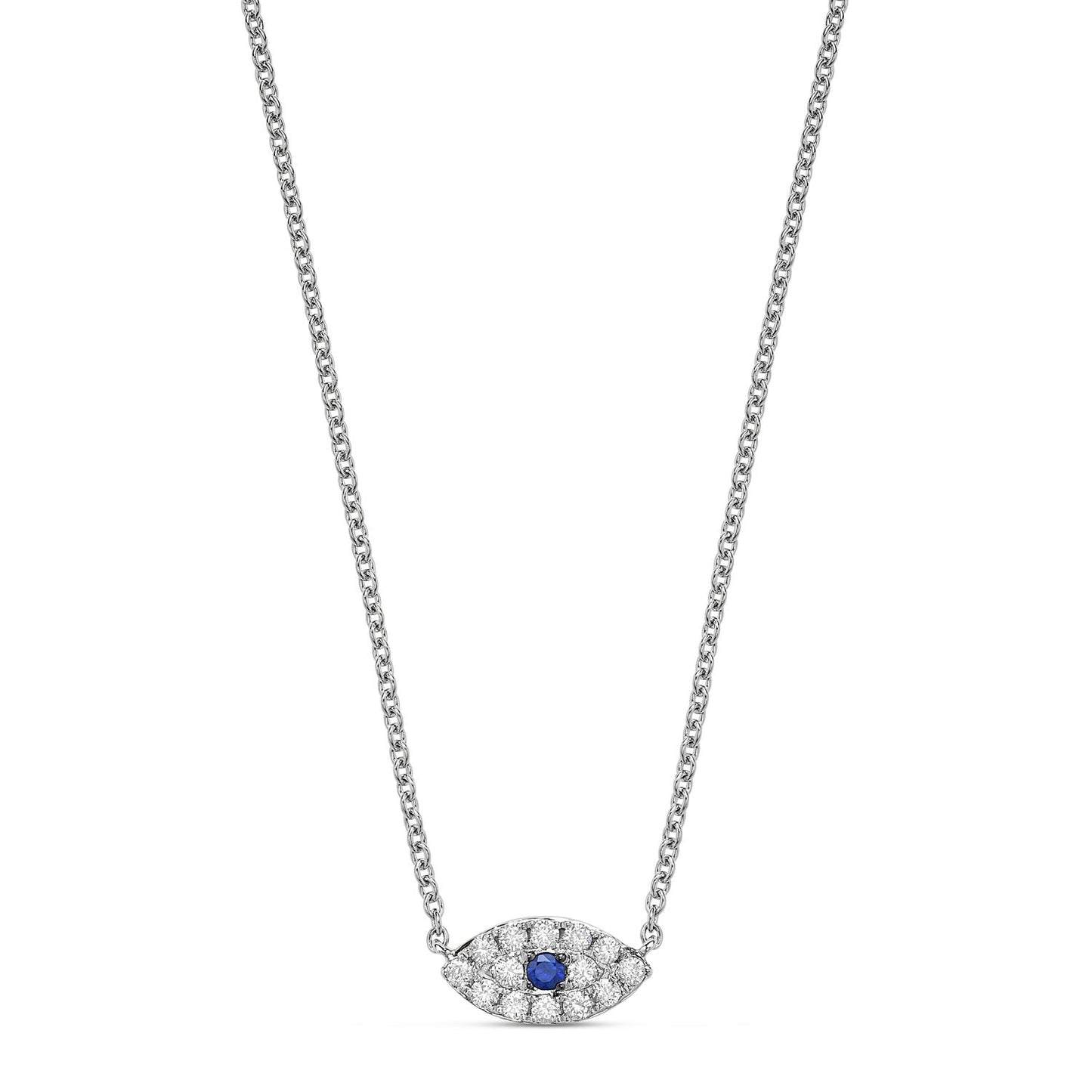 14k White Gold Evil eye necklace