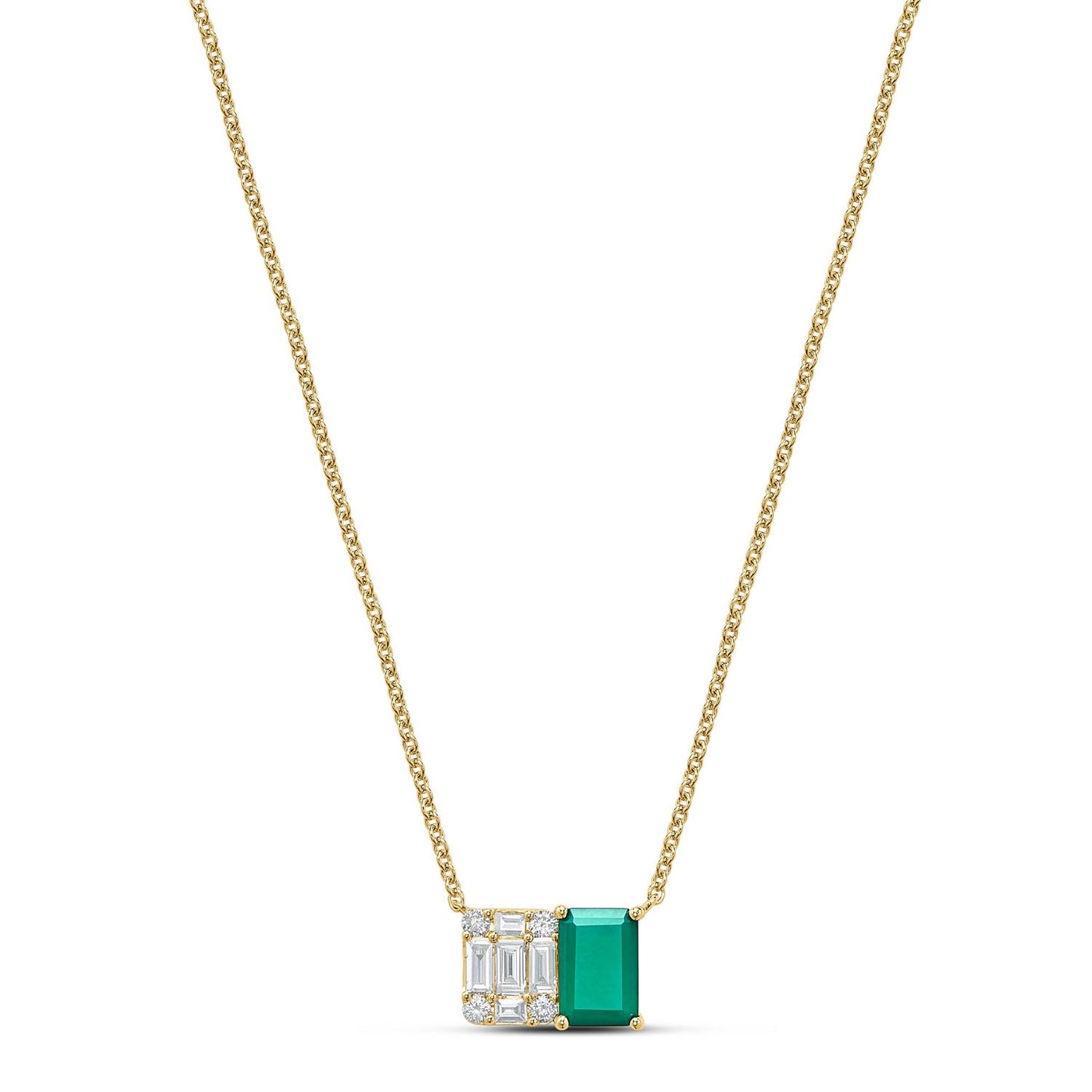 14k Yellow Gold Green Agathe Pendant