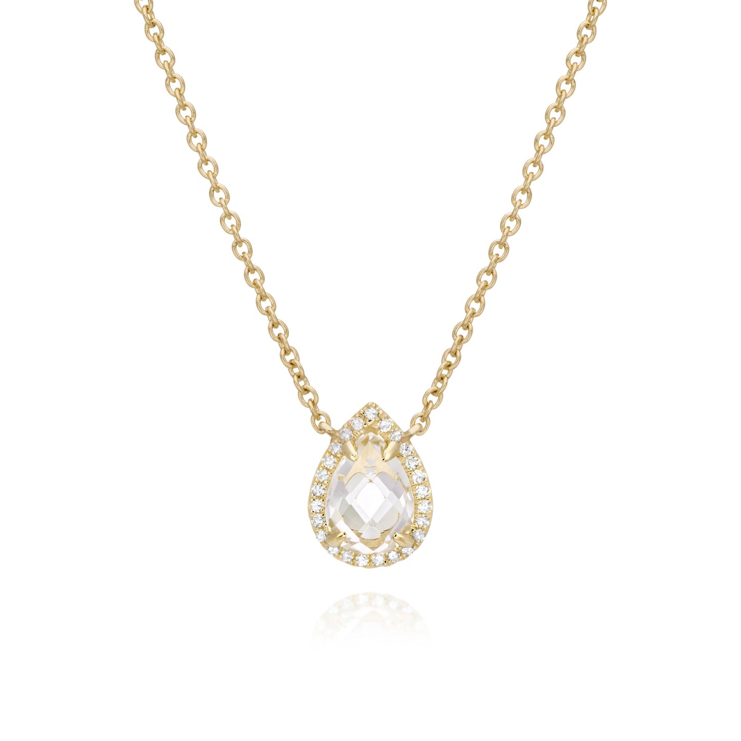 14k Yellow Gold Diamond pear necklace
