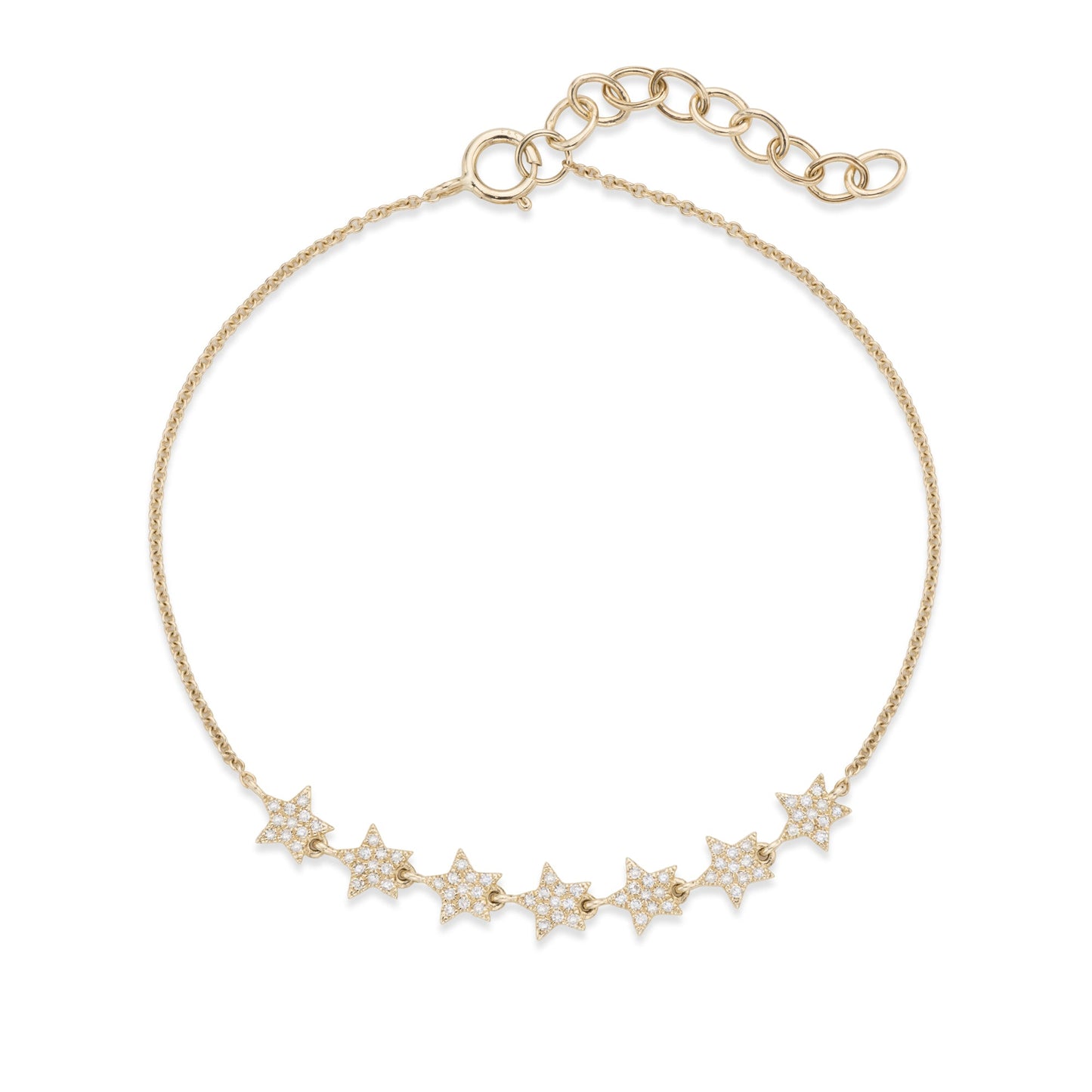 14k Yellow Gold 7 stars diamond bracelet