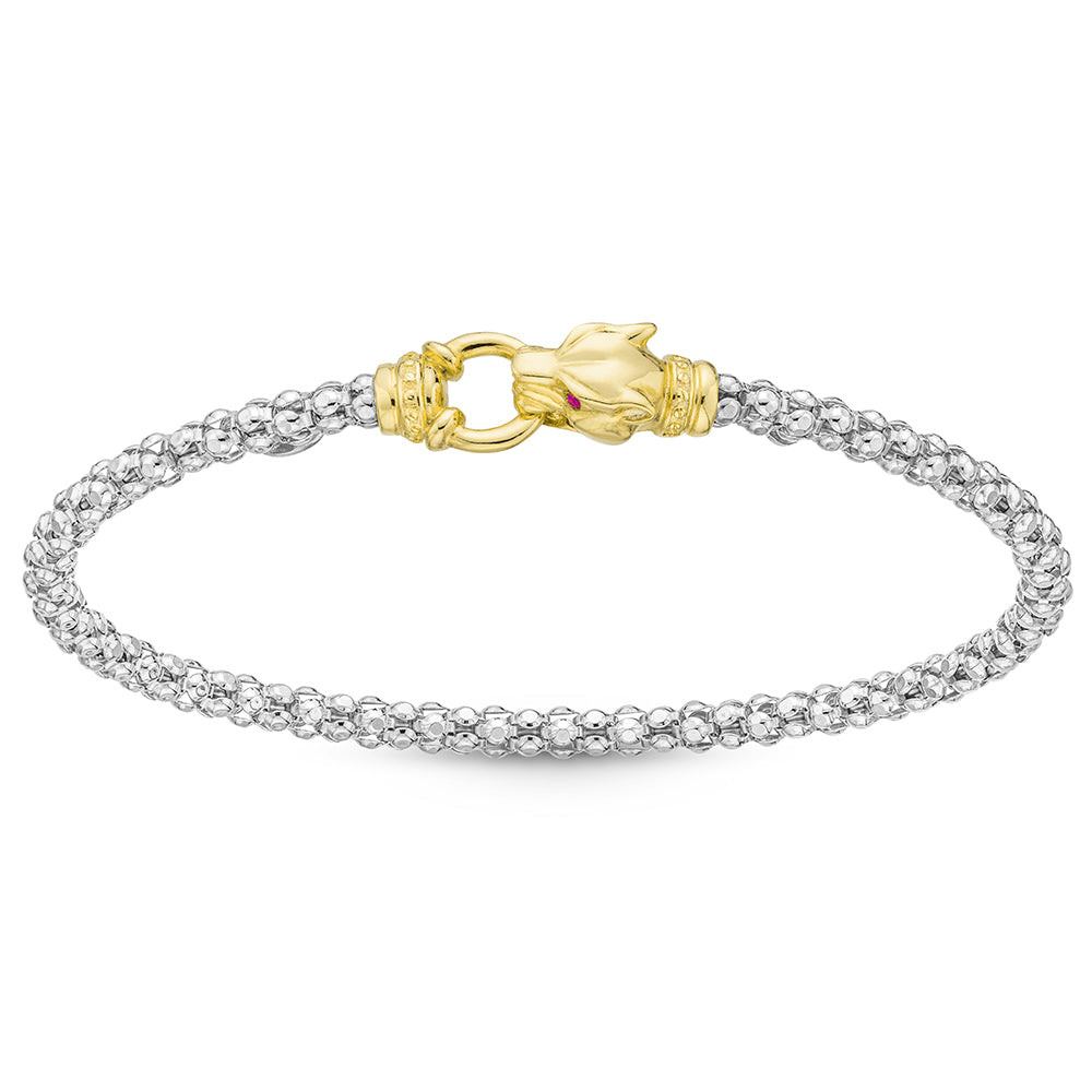 Sterling Silver Lioness Mesh Bangle