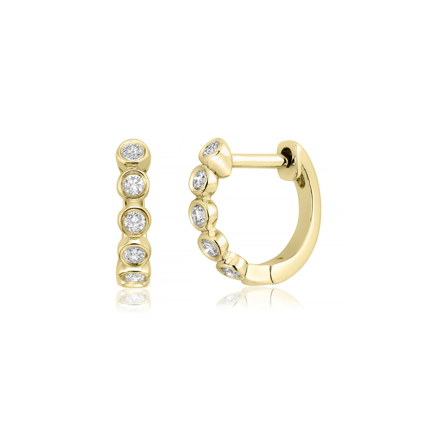 14k Yellow Gold Mini diamond bezel hoop