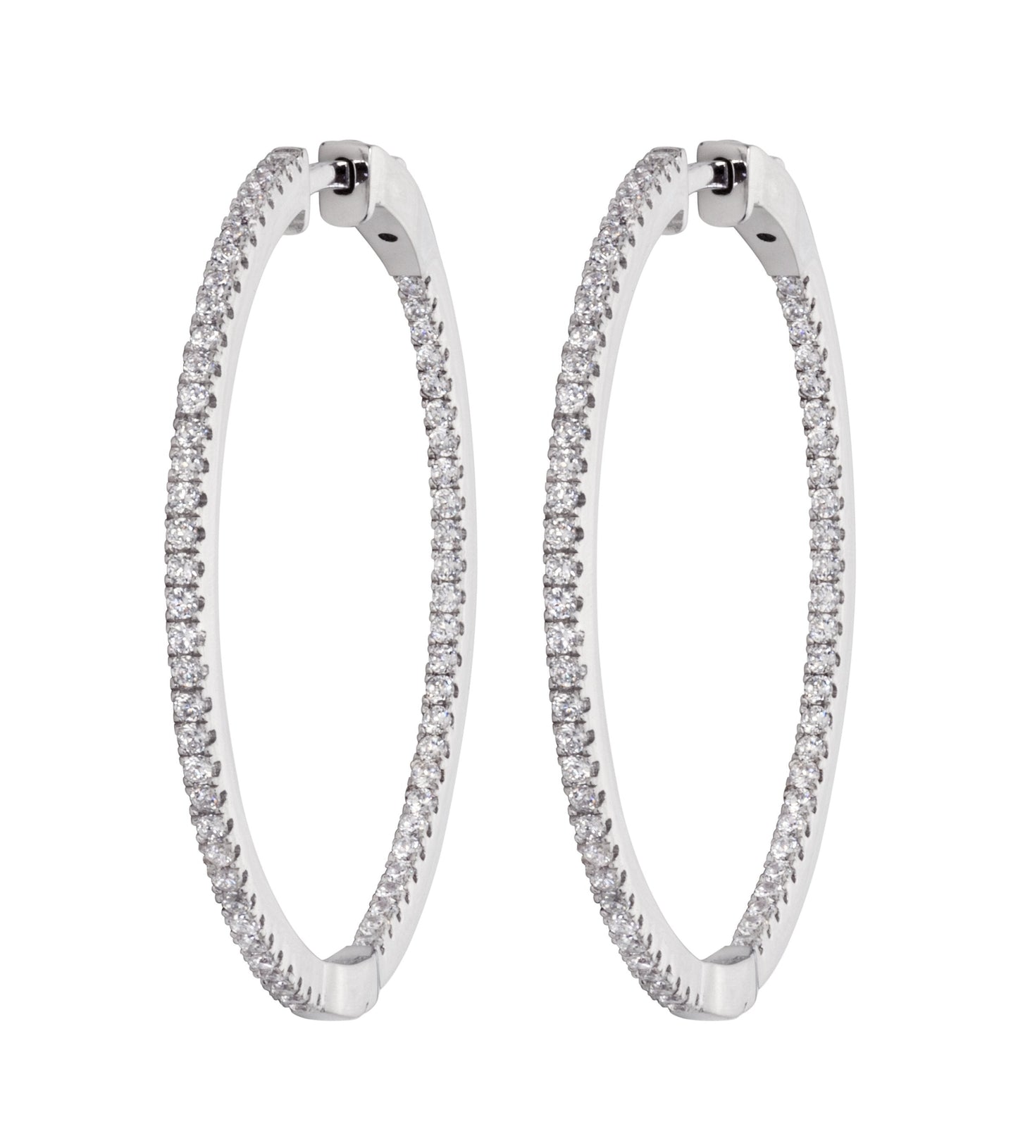 Sterling Silver Large Inside Out Stones Hoop
