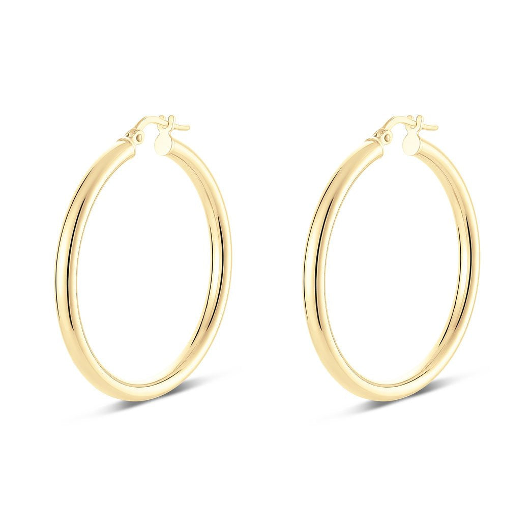 Sterling Silver Medium Round tube hoop earrings