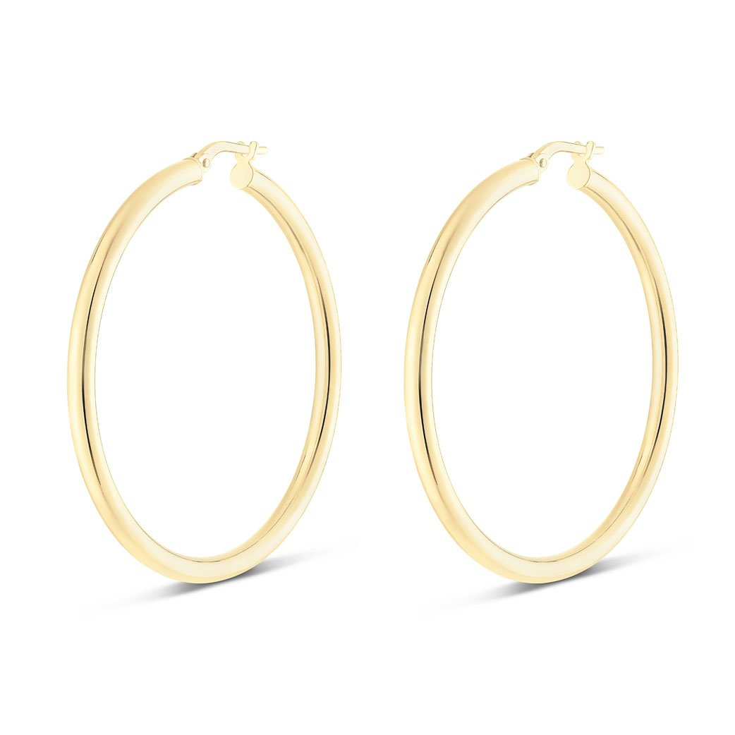 Sterling Silver Large Round tube hoop earrings