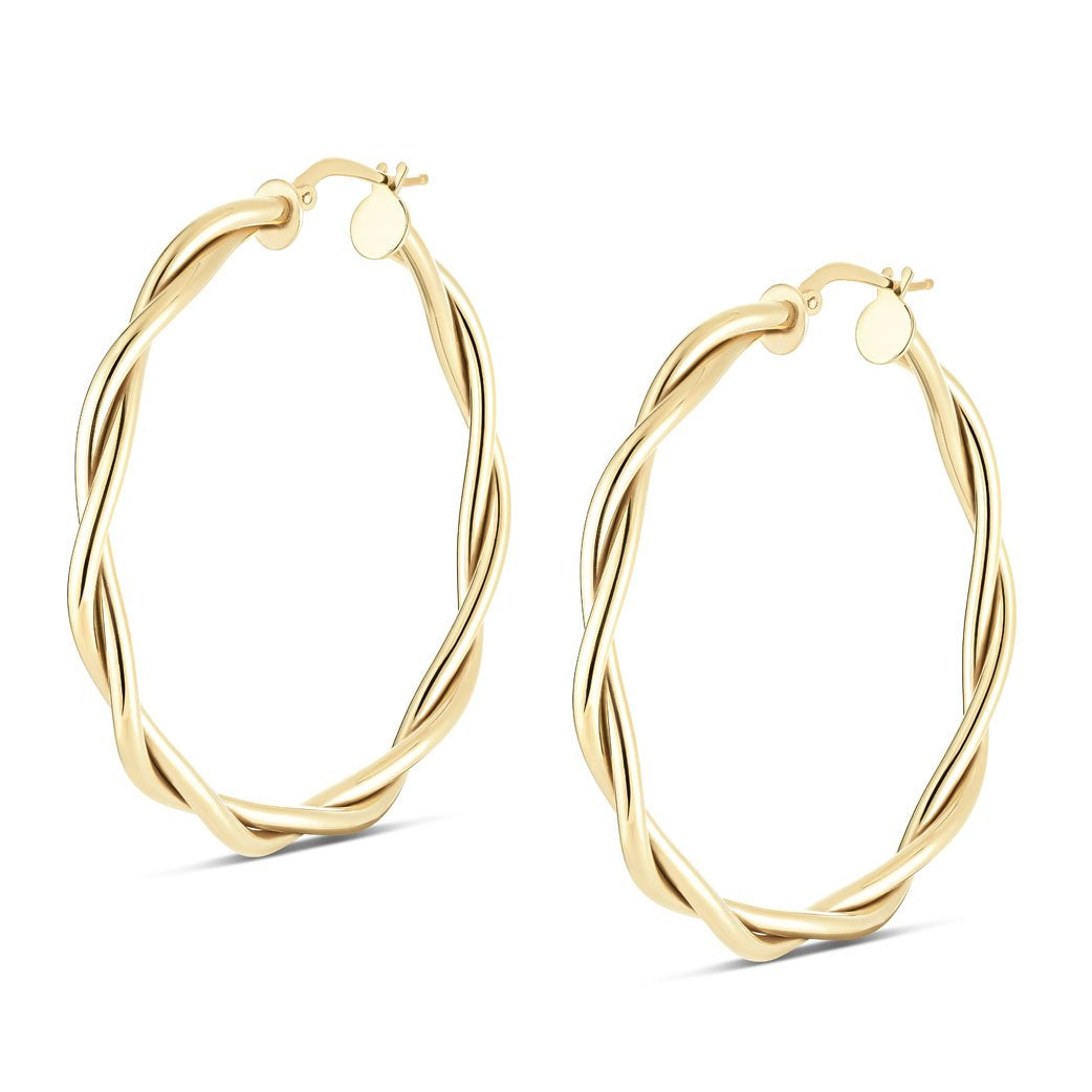 Sterling Silver Large rope Italian hoops