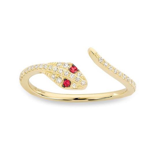 MISS MIMI 14k Yellow Gold Diamond Snake Pinky ring
