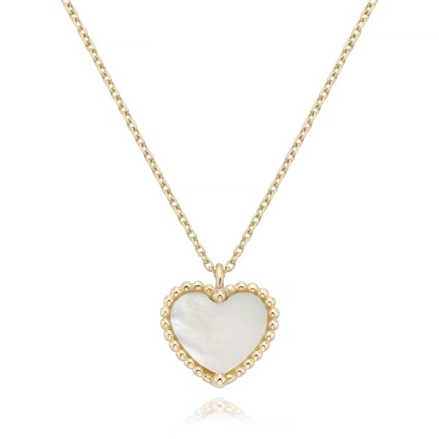 Miss Mimi 18K Beaded Heart Mother of Pearl Necklace