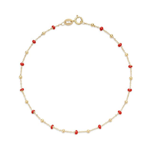 Miss Mimi Red Enamel Bead Anklet