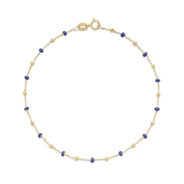 Miss Mimi Blue Enamel Bead Anklet
