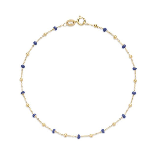 Miss Mimi Blue Enamel Bead Anklet