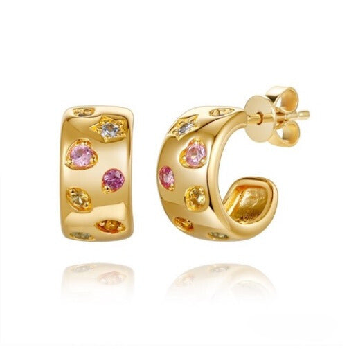 Miss Mimi 14K Rainbow Diamond Earrings (.50 CTW)