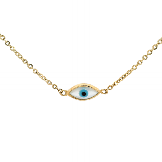 10k Gold Murano Eye Charm Necklace