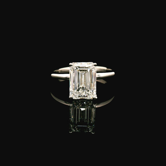 Emerald Cut 2.71 CT E VS-1 Lab Diamond Ring 14k White Gold