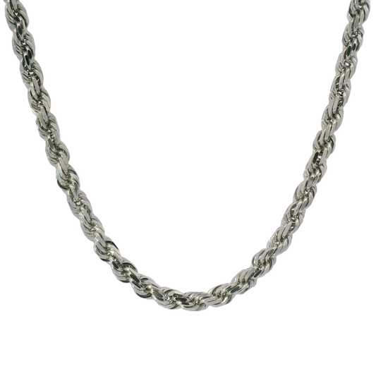 10k White Gold 4mm Solid Rope Chain