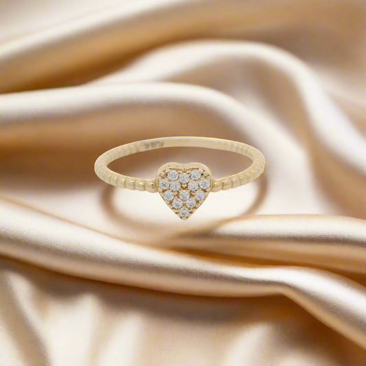 14k Gold Heart-Shaped crystal Ring