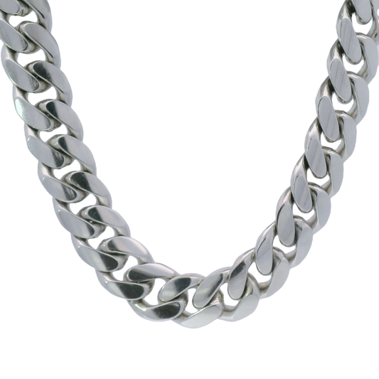10k White Gold 13mm Cuban Chain