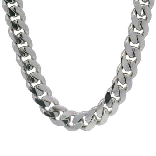 10k White Gold 10.5mm Cuban Chain