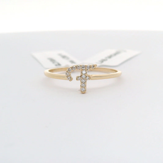 10k Gold and Diamond initial Script "F"