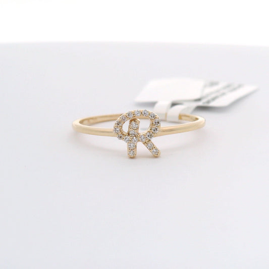 10k Gold and Diamond initial Script "R"