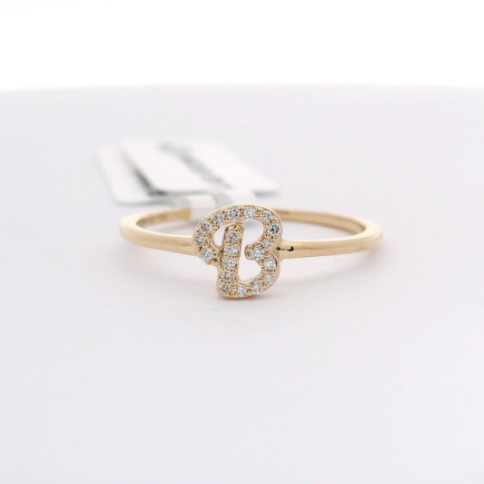 10k Gold and Diamond initial Script "B”