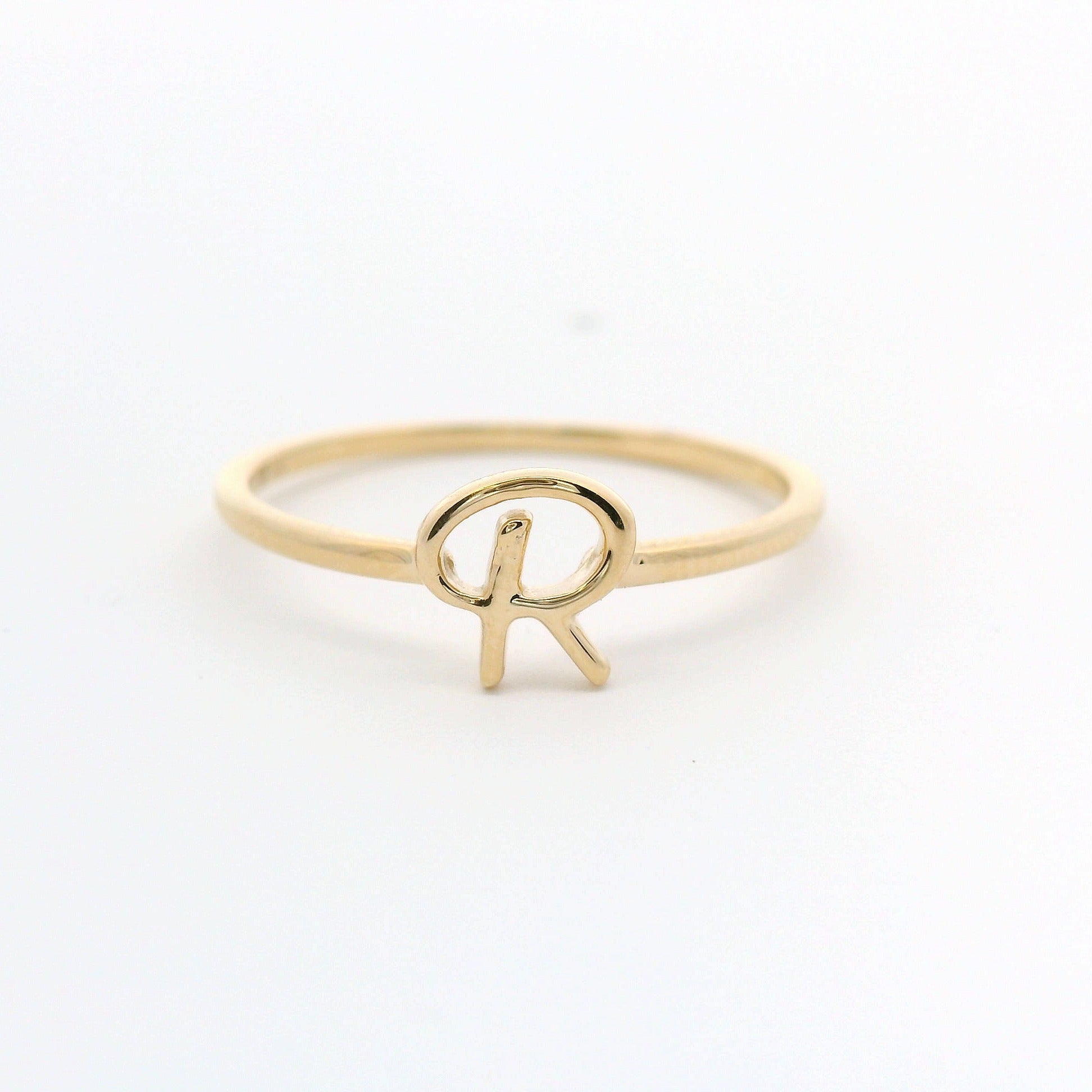 Double R Ring 10k Yellow Gold Initial