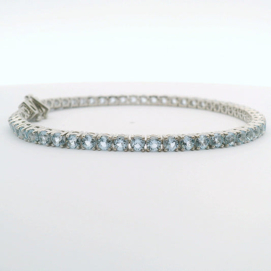 925 Blue Topaz (Lab) Gold Plated Tennis Bracelet-DECEMBER