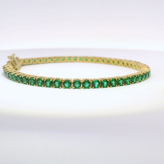 925 Peridot (Lab) Gold Plated Tennis Bracelet-AUGUST