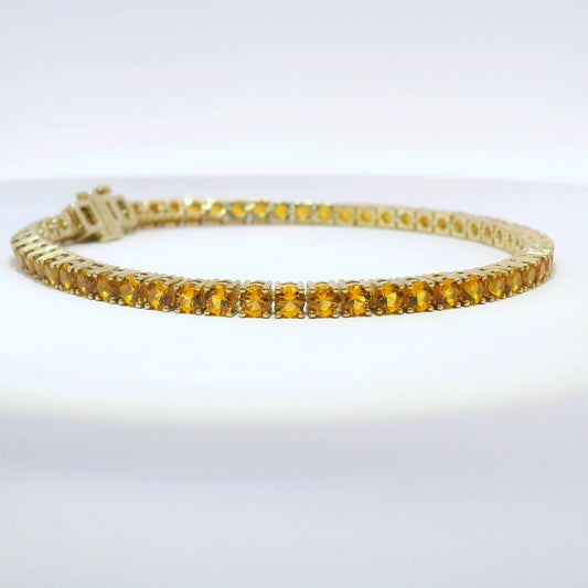 925 Citrine (Lab) Gold Plated Tennis Bracelet-NOVEMBER